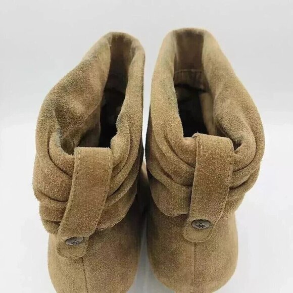 BCBGeneration Boots Womens Size 8.5 B Tan Suede Ankle Booties Heels Cuffed Shoe - Picture 8 of 13